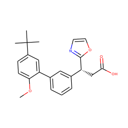 COc1ccc(C(C)(C)C)cc1-c1cccc([C@@H](CC(=O)O)c2ncco2)c1 ZINC001772602123