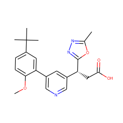 COc1ccc(C(C)(C)C)cc1-c1cncc([C@@H](CC(=O)O)c2nnc(C)o2)c1 ZINC001772624787