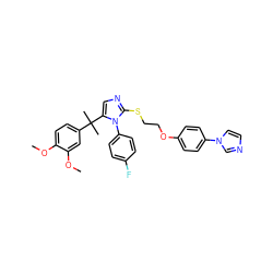 COc1ccc(C(C)(C)c2cnc(SCCOc3ccc(-n4ccnc4)cc3)n2-c2ccc(F)cc2)cc1OC ZINC000145740338