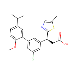 COc1ccc(C(C)C)cc1-c1cc(Cl)cc([C@H](CC(=O)O)c2ncc(C)s2)c1 ZINC001772599578