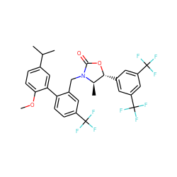 COc1ccc(C(C)C)cc1-c1ccc(C(F)(F)F)cc1CN1C(=O)O[C@H](c2cc(C(F)(F)F)cc(C(F)(F)F)c2)[C@H]1C ZINC000072109831