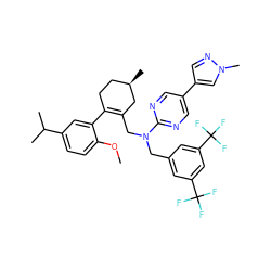 COc1ccc(C(C)C)cc1C1=C(CN(Cc2cc(C(F)(F)F)cc(C(F)(F)F)c2)c2ncc(-c3cnn(C)c3)cn2)C[C@H](C)CC1 ZINC001772578793