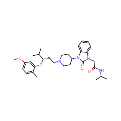 COc1ccc(C)c(O[C@@H](CCN2CCC(n3c(=O)n(CC(=O)NC(C)C)c4ccccc43)CC2)C(C)C)c1 ZINC000028874923