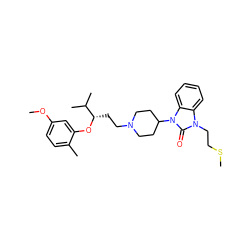 COc1ccc(C)c(O[C@@H](CCN2CCC(n3c(=O)n(CCSC)c4ccccc43)CC2)C(C)C)c1 ZINC000028874789