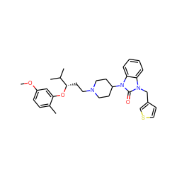 COc1ccc(C)c(O[C@@H](CCN2CCC(n3c(=O)n(Cc4ccsc4)c4ccccc43)CC2)C(C)C)c1 ZINC000029062402