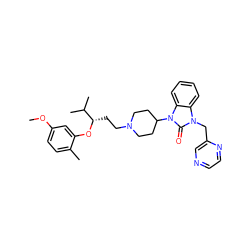 COc1ccc(C)c(O[C@@H](CCN2CCC(n3c(=O)n(Cc4cnccn4)c4ccccc43)CC2)C(C)C)c1 ZINC000029064063