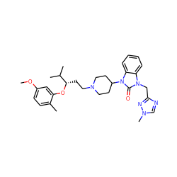 COc1ccc(C)c(O[C@@H](CCN2CCC(n3c(=O)n(Cc4ncn(C)n4)c4ccccc43)CC2)C(C)C)c1 ZINC000029062759