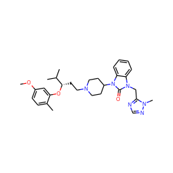 COc1ccc(C)c(O[C@@H](CCN2CCC(n3c(=O)n(Cc4ncnn4C)c4ccccc43)CC2)C(C)C)c1 ZINC000029062775