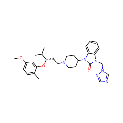 COc1ccc(C)c(O[C@@H](CCN2CCC(n3c(=O)n(Cn4cncn4)c4ccccc43)CC2)C(C)C)c1 ZINC000029063408