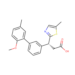 COc1ccc(C)cc1-c1cccc([C@@H](CC(=O)O)c2ncc(C)s2)c1 ZINC001772619150