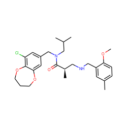 COc1ccc(C)cc1CNC[C@@H](C)C(=O)N(Cc1cc(Cl)c2c(c1)OCCCO2)CC(C)C ZINC000114099707