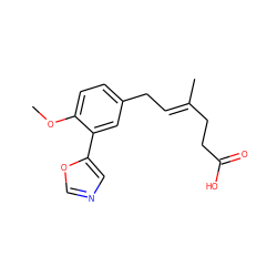 COc1ccc(C/C=C(\C)CCC(=O)O)cc1-c1cnco1 ZINC000045495215