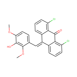 COc1ccc(C=C2c3cccc(Cl)c3C(=O)c3c(Cl)cccc32)c(OC)c1O ZINC000034106714