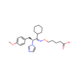 COc1ccc(C[C@@H](/C(=N/OCCCCC(=O)O)C2CCCCC2)n2ccnc2)cc1 ZINC000003922270