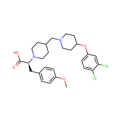 COc1ccc(C[C@@H](C(=O)O)N2CCC(CN3CCC(Oc4ccc(Cl)c(Cl)c4)CC3)CC2)cc1 ZINC000095607155