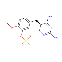 COc1ccc(C[C@@H]2CN=C(N)N=C2N)cc1OS(C)(=O)=O ZINC000013757884