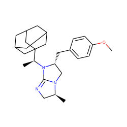 COc1ccc(C[C@@H]2CN3C(=NC[C@@H]3C)N2[C@@H](C)C23CC4CC(CC(C4)C2)C3)cc1 ZINC000027210915