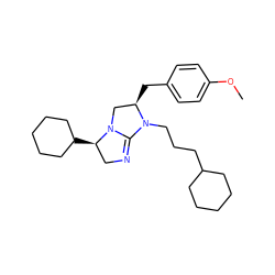 COc1ccc(C[C@@H]2CN3C(=NC[C@H]3C3CCCCC3)N2CCCC2CCCCC2)cc1 ZINC000027207712