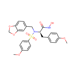 COc1ccc(C[C@H](C(=O)NO)N(Cc2ccc3c(c2)OCO3)S(=O)(=O)c2ccc(OC)cc2)cc1 ZINC000013440793