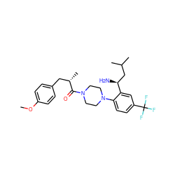 COc1ccc(C[C@H](C)C(=O)N2CCN(c3ccc(C(F)(F)F)cc3[C@@H](N)CC(C)C)CC2)cc1 ZINC000036285907