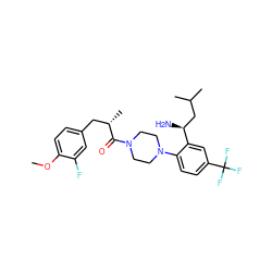COc1ccc(C[C@H](C)C(=O)N2CCN(c3ccc(C(F)(F)F)cc3[C@@H](N)CC(C)C)CC2)cc1F ZINC000036285786