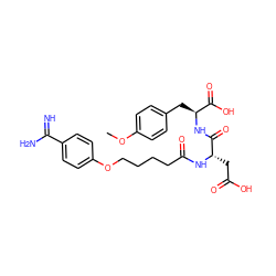 COc1ccc(C[C@H](NC(=O)[C@H](CC(=O)O)NC(=O)CCCCOc2ccc(C(=N)N)cc2)C(=O)O)cc1 ZINC000013605048