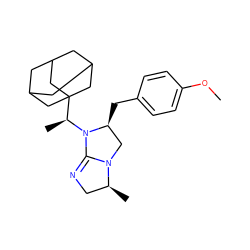 COc1ccc(C[C@H]2CN3C(=NC[C@@H]3C)N2[C@@H](C)C23CC4CC(CC(C4)C2)C3)cc1 ZINC000027298620