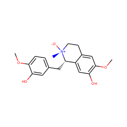 COc1ccc(C[C@H]2c3cc(O)c(OC)cc3CC[N@@+]2(C)[O-])cc1O ZINC000255221282