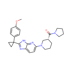 COc1ccc(C2(c3nc4ccc(N5CCC[C@@H](C(=O)N6CCCC6)C5)nc4[nH]3)CC2)cc1 ZINC001772650610