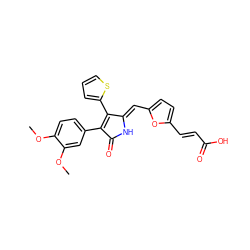 COc1ccc(C2=C(c3cccs3)/C(=C/c3ccc(/C=C/C(=O)O)o3)NC2=O)cc1OC ZINC000045385416