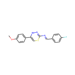 COc1ccc(C2=CSC(/N=C/c3ccc(F)cc3)=NN2)cc1 ZINC000018023740