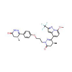 COc1ccc(C2=NN(CCCOc3ccc(C4=NNC(=O)C[C@H]4C)cc3)C(=O)C[C@@H]2C)c2cc(C(F)(F)F)nn12 ZINC000043194313