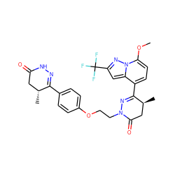 COc1ccc(C2=NN(CCOc3ccc(C4=NNC(=O)C[C@H]4C)cc3)C(=O)C[C@@H]2C)c2cc(C(F)(F)F)nn12 ZINC000095587588