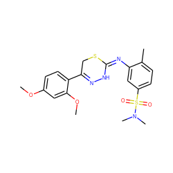 COc1ccc(C2=NN/C(=N\c3cc(S(=O)(=O)N(C)C)ccc3C)SC2)c(OC)c1 ZINC000009492161