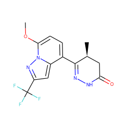 COc1ccc(C2=NNC(=O)C[C@@H]2C)c2cc(C(F)(F)F)nn12 ZINC000035824465