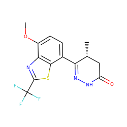 COc1ccc(C2=NNC(=O)C[C@H]2C)c2sc(C(F)(F)F)nc12 ZINC000073198105