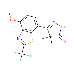 COc1ccc(C2=NNC(=O)C2(C)C)c2sc(C(F)(F)F)nc12 ZINC000084688551