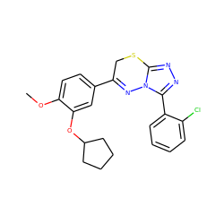 COc1ccc(C2=Nn3c(nnc3-c3ccccc3Cl)SC2)cc1OC1CCCC1 ZINC000043078425