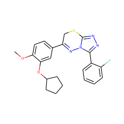 COc1ccc(C2=Nn3c(nnc3-c3ccccc3F)SC2)cc1OC1CCCC1 ZINC000043015473