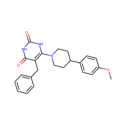 COc1ccc(C2CCN(c3[nH]c(=O)[nH]c(=O)c3Cc3ccccc3)CC2)cc1 ZINC000028708019