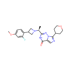 COc1ccc(C2CN([C@@H](C)c3nn4c(C5CCOCC5)ncc4c(=O)[nH]3)C2)c(F)c1 ZINC000205424617