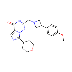 COc1ccc(C2CN(Cc3nn4c(C5CCOCC5)ncc4c(=O)[nH]3)C2)cc1 ZINC000205436362