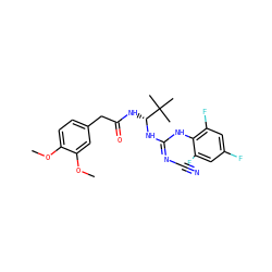 COc1ccc(CC(=O)N[C@@H](N/C(=N/C#N)Nc2c(F)cc(F)cc2F)C(C)(C)C)cc1OC ZINC000040951412