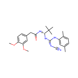 COc1ccc(CC(=O)N[C@@H](N/C(=N/C#N)Nc2cc(C)ccc2C)C(C)(C)C)cc1OC ZINC000045498629