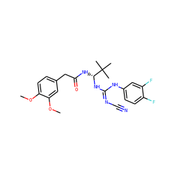 COc1ccc(CC(=O)N[C@@H](N/C(=N/C#N)Nc2ccc(F)c(F)c2)C(C)(C)C)cc1OC ZINC000040834415