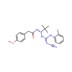 COc1ccc(CC(=O)N[C@@H](N/C(=N/C#N)Nc2ccccc2C)C(C)(C)C)cc1 ZINC000045506222