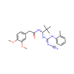 COc1ccc(CC(=O)N[C@@H](N/C(=N/C#N)Nc2ccccc2C)C(C)(C)C)cc1OC ZINC000029128894