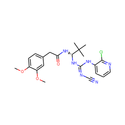 COc1ccc(CC(=O)N[C@@H](N/C(=N/C#N)Nc2cccnc2Cl)C(C)(C)C)cc1OC ZINC000040421648