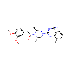 COc1ccc(CC(=O)N2[C@@H](C)CN(/C(=N/C#N)Nc3ccccc3C)C[C@@H]2C)cc1OC ZINC000029128747