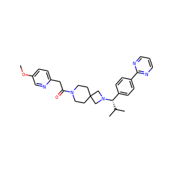 COc1ccc(CC(=O)N2CCC3(CC2)CN([C@H](c2ccc(-c4ncccn4)cc2)C(C)C)C3)nc1 ZINC000096931790